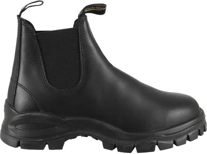 Ankle-High Black Leather Boots With Rubber Sole