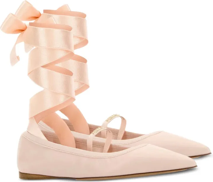 Ankle-Ribbon Ballet Flats - Image 2