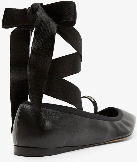 Ankle ribbon black ballet flats - Image 3