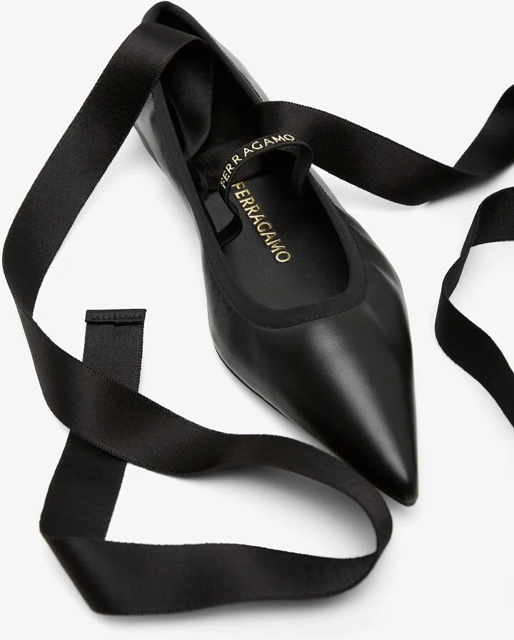 Ankle ribbon black ballet flats - Image 4
