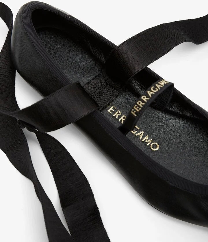 Ankle ribbon black ballet flats - Image 5