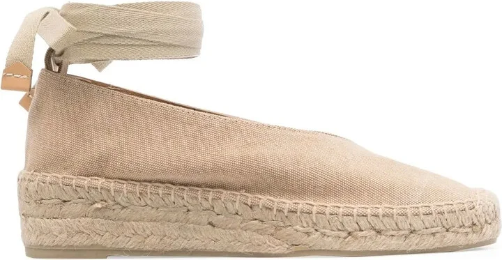 Ankle-Strap Almond-Toe Espadrilles