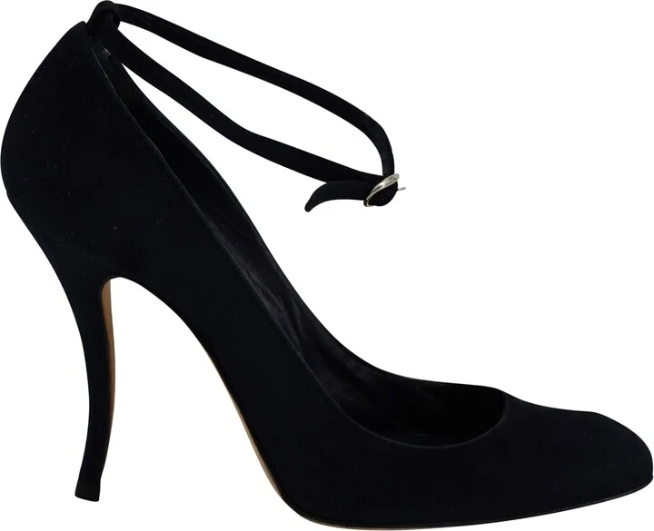 Ankle Strap Mary Janes in Navy Blue Suede