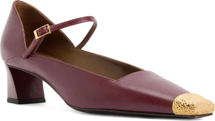 Ankle-Strap Metallic-Toe Pumps