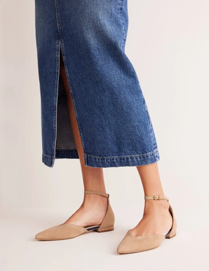 Ankle Strap Point Flats, Macchiato Suede