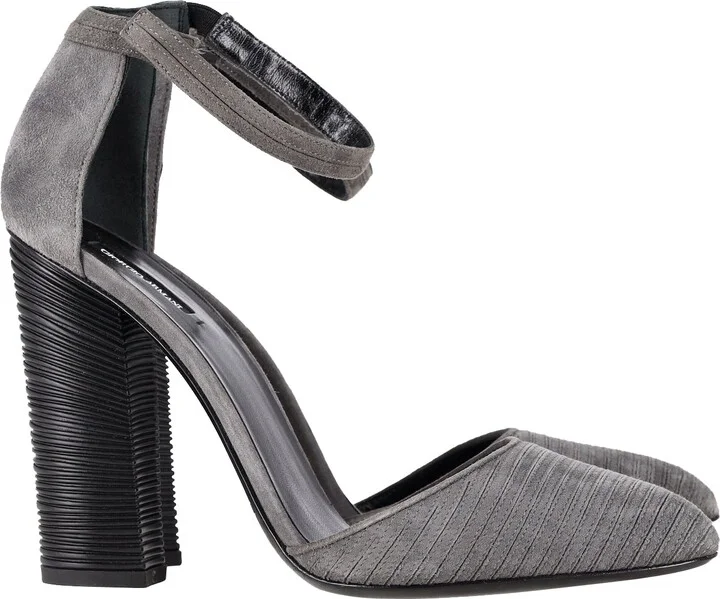 Ankle Strap Pumps in Grey Suede