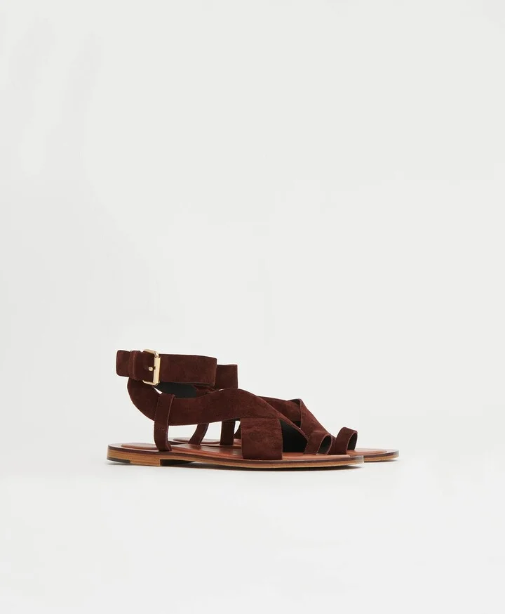 Ankle Strap Sandal - Chocolate Suede