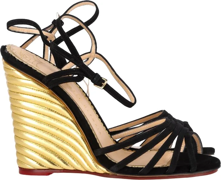Ankle Strap Sandals in Black Suede