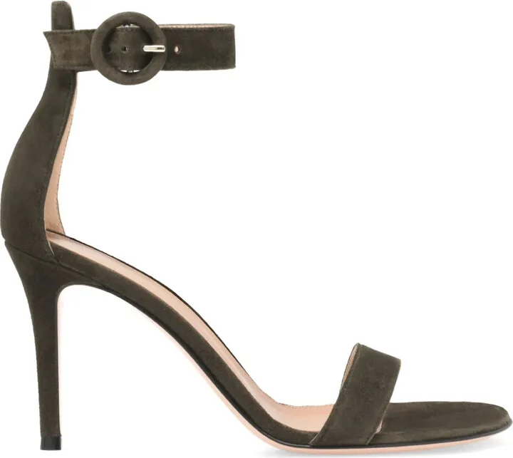 Ankle-Strap Suede Sandals