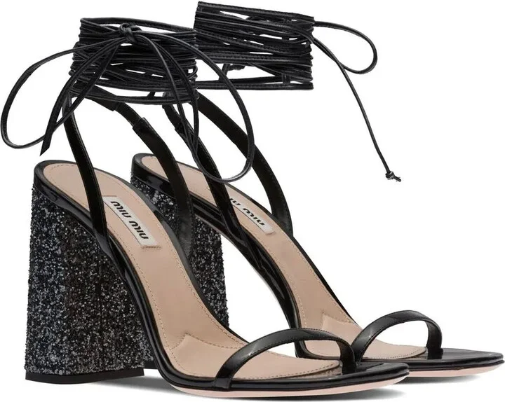 Ankle Tie-Fastening Glitter Sandals - Image 2