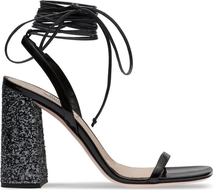 Ankle Tie-Fastening Glitter Sandals