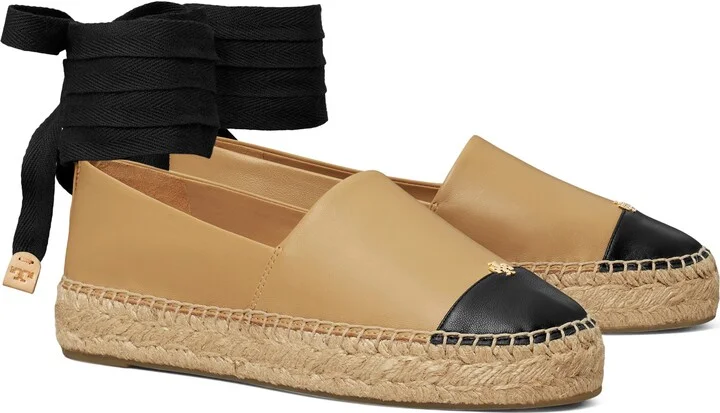 Ankle Wrap Cap Toe Platform Espadrille