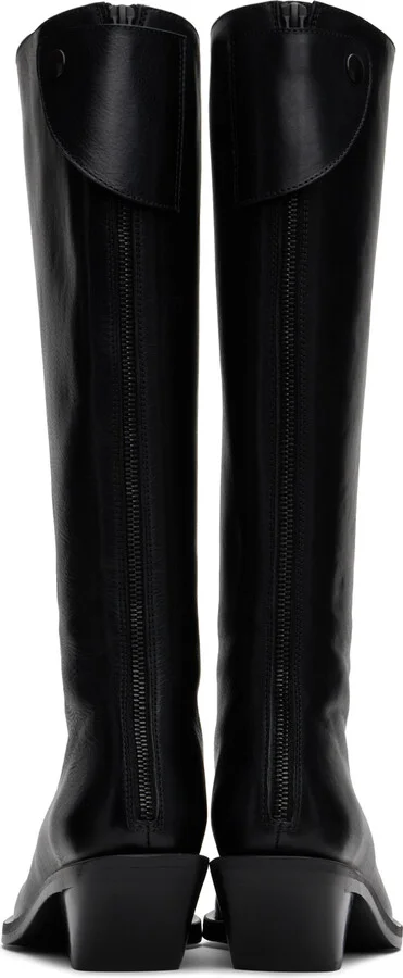 Ann Demeulemeester Black Auke Pointy Medium Heel Tall Boots - Image 2