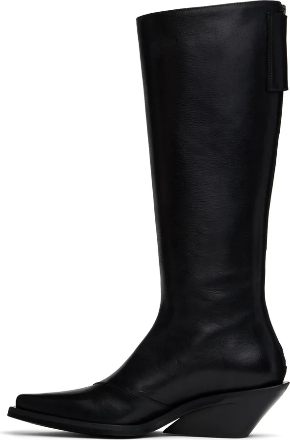 Ann Demeulemeester Black Auke Pointy Medium Heel Tall Boots - Image 3