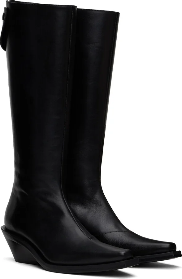 Ann Demeulemeester Black Auke Pointy Medium Heel Tall Boots - Image 4