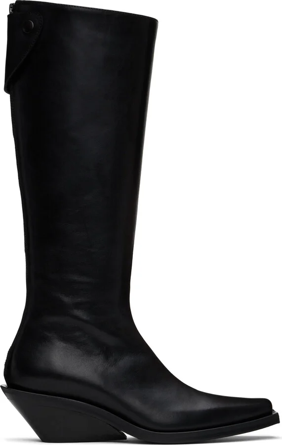 Ann Demeulemeester Black Auke Pointy Medium Heel Tall Boots