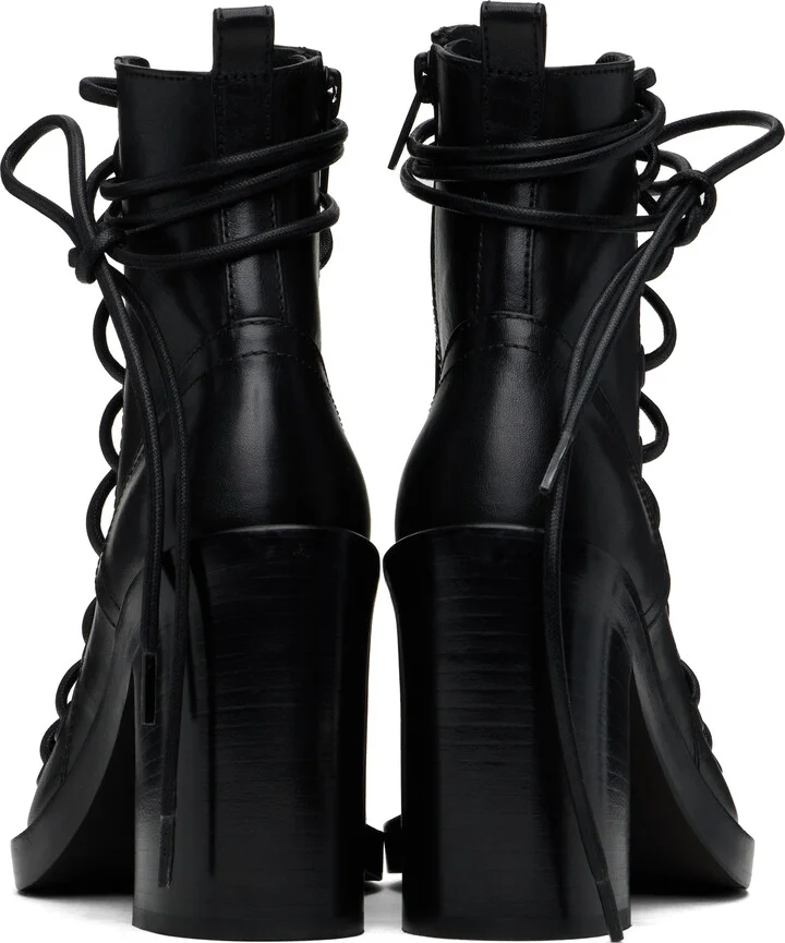 Ann Demeulemeester Black Bernardina Lace-Up Heeled Sandals - Image 2
