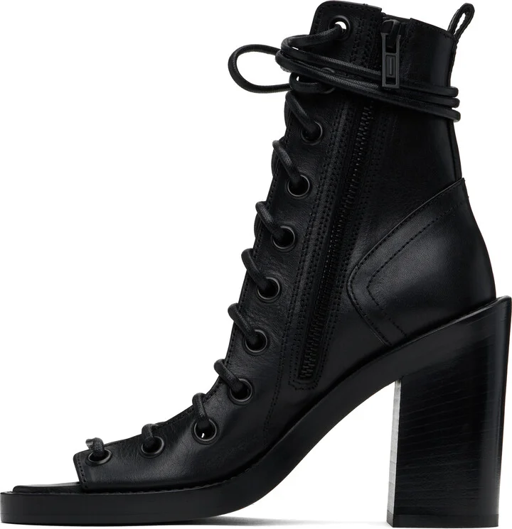 Ann Demeulemeester Black Bernardina Lace-Up Heeled Sandals - Image 3