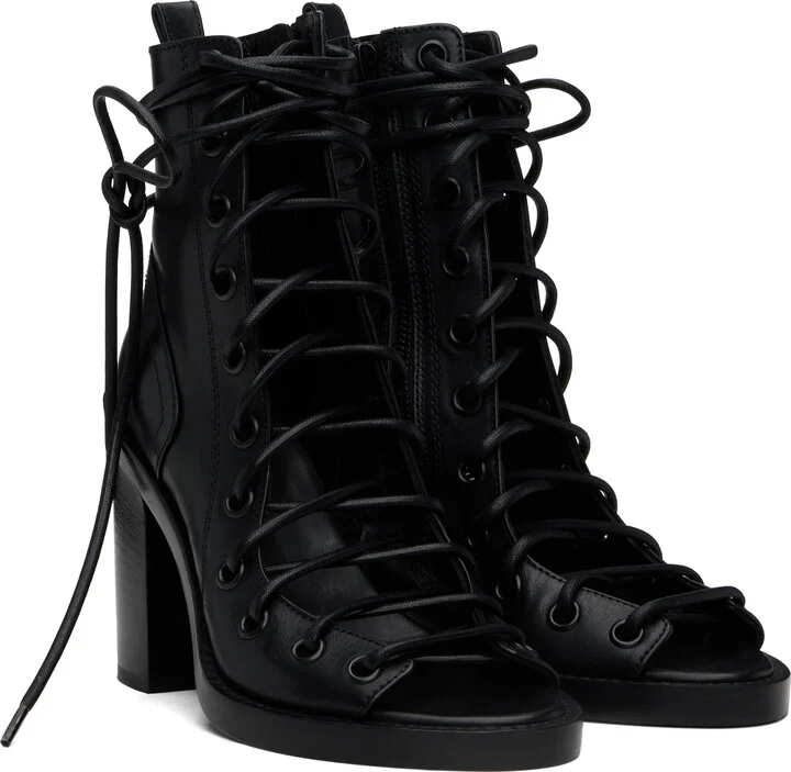 Ann Demeulemeester Black Bernardina Lace-Up Heeled Sandals - Image 4