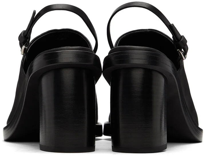 Ann Demeulemeester Black Calfskin Heeled Sandals - Image 2
