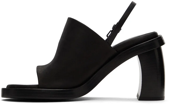 Ann Demeulemeester Black Calfskin Heeled Sandals - Image 3