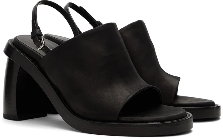 Ann Demeulemeester Black Calfskin Heeled Sandals - Image 4