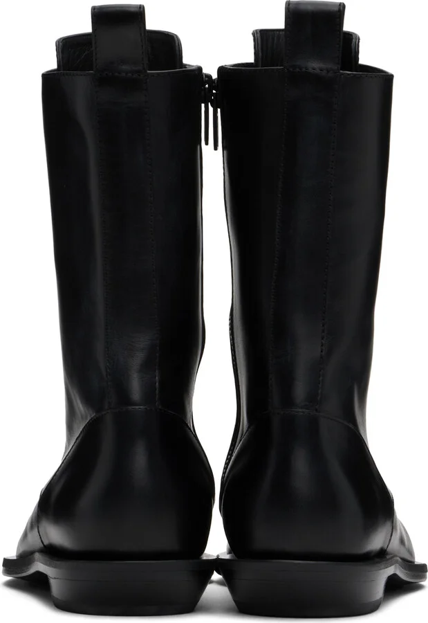 Ann Demeulemeester Black Ise Pointy Micro Heel Lace-Up Boots - Image 2