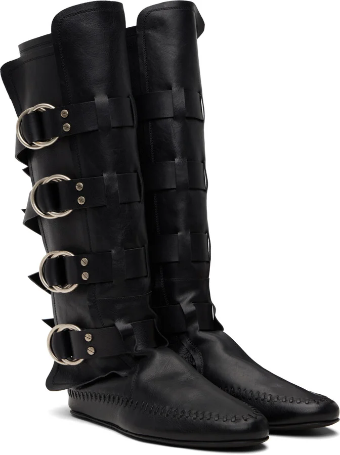 Ann Demeulemeester Black Siver Soft Boots - Image 4