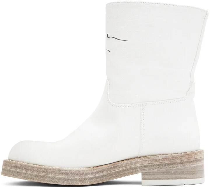 Ann Demeulemeester White Canvas Billie Boots - Image 3