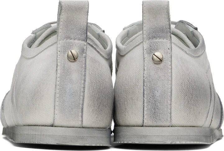 Ann Demeulemeester White & Gray Siru Low-Top Boxing Sneakers - Image 2