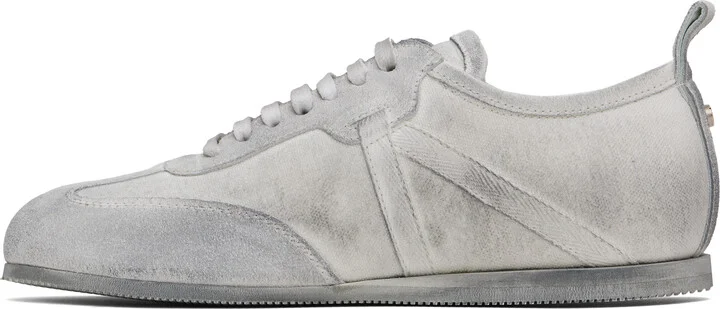 Ann Demeulemeester White & Gray Siru Low-Top Boxing Sneakers - Image 3