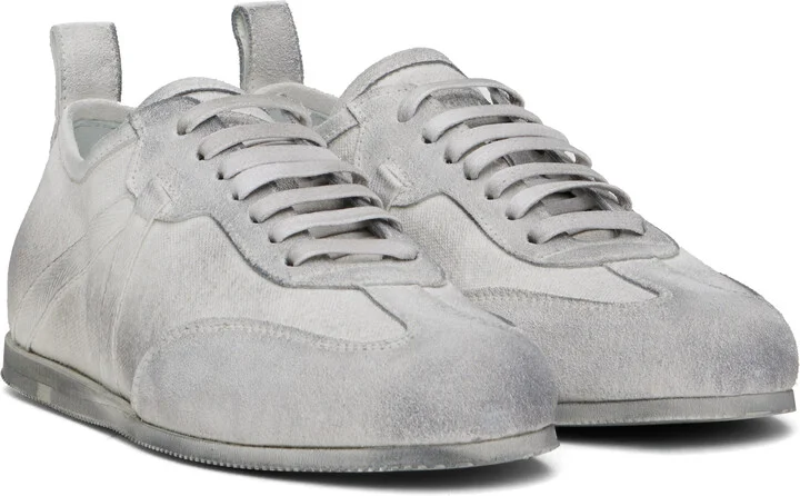Ann Demeulemeester White & Gray Siru Low-Top Boxing Sneakers - Image 4