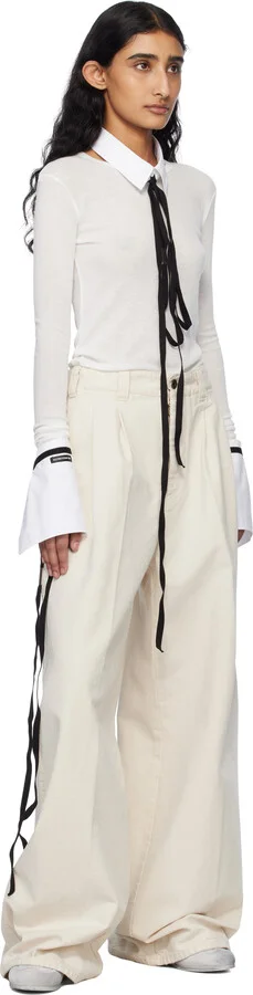 Ann Demeulemeester White & Gray Siru Low-Top Boxing Sneakers - Image 5