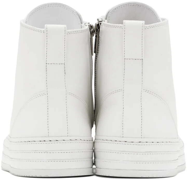 Ann Demeulemeester White Leather Raven Sneakers - Image 2