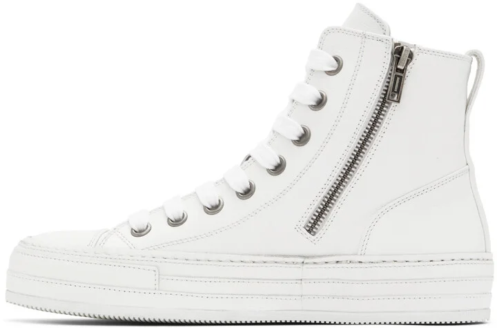 Ann Demeulemeester White Leather Raven Sneakers - Image 3