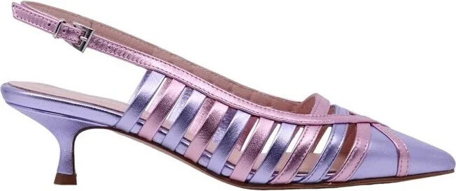 Anna F. Caged Pointed-Toe Slingback Pumps