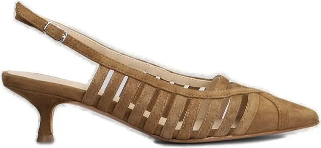 Anna F. Caged Pointed-Toe Slingback Pumps