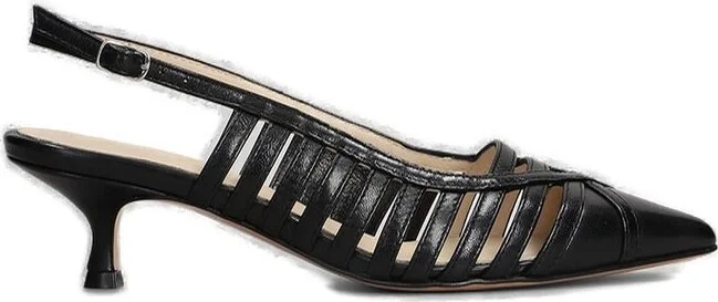 Anna F. Caged Pointed-Toe Slingback Pumps