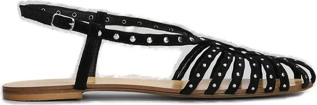 Anna F. Camelia Studded Caged Design Sandals