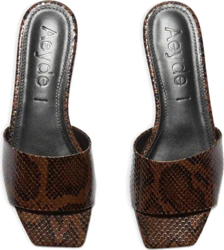 Anna snakeskin-effect square-toe sandals - Image 3