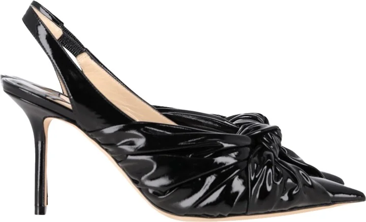 Annabelle 85 Slingback Sandals in Black Patent Leather