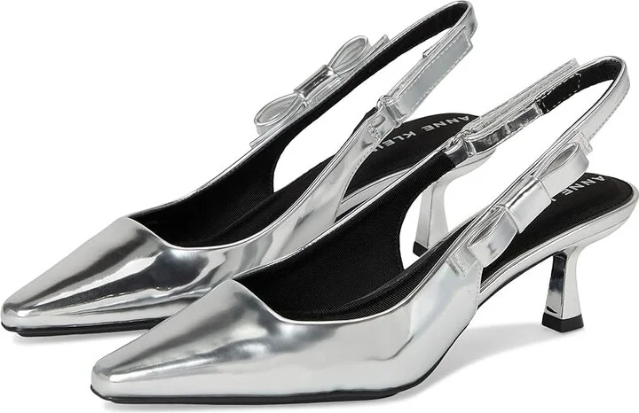 Anne Klein Carmel High Women's Heels Silver : 7 M, Leather/Rubber