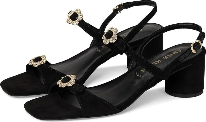 Anne Klein Felipa Women's Wedge Shoes Black Suede : 5.5 M, Synthetic