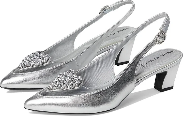 Anne Klein Inviting High Women's Heels Silver : 8 M, Leather/Rubber