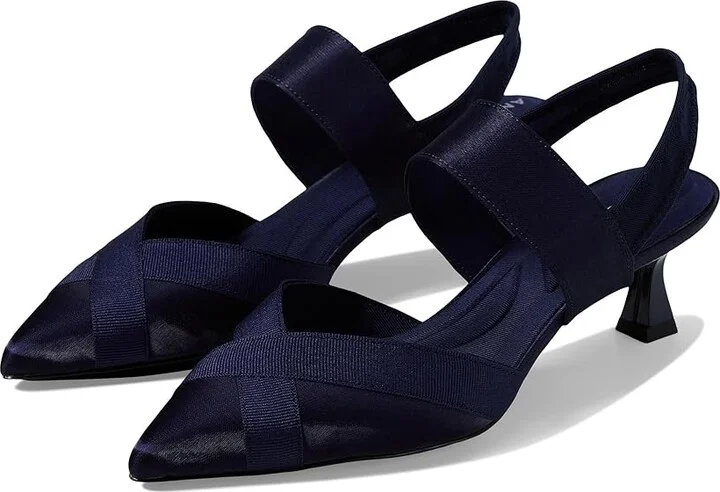 Anne Klein Islander Women's Sandals Navy Fabric : 8.5 M, Leather