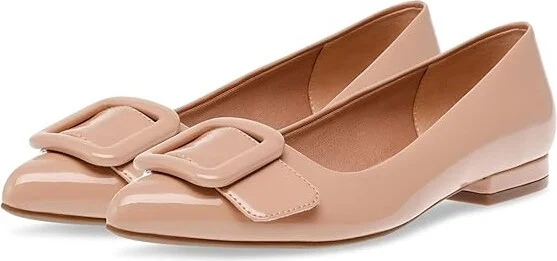 Anne Klein Kalea Women's Flat Shoes Natural Patent : 8 M, Rubber/Suede