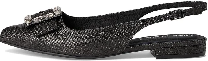 Anne Klein Kenni Women's Flat Shoes Black Raffia : 7 M, Rubber/Vinyl - Image 6