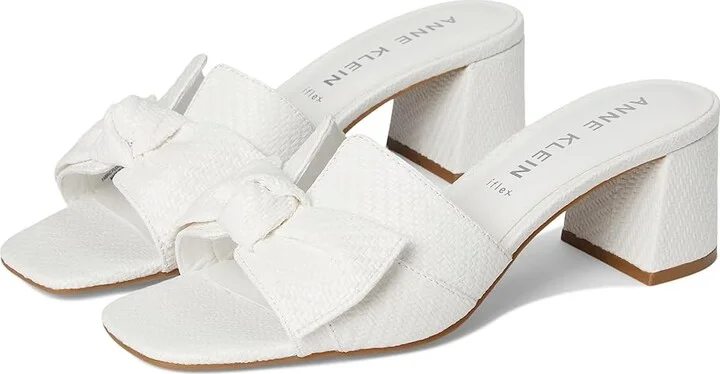 Anne Klein Kizmet Women's Sandals White Raffia : 7.5 M, Leather/Rubber