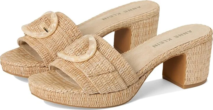 Anne Klein Pepper Men's Sandals Natural Raffia : 11 M, Suede