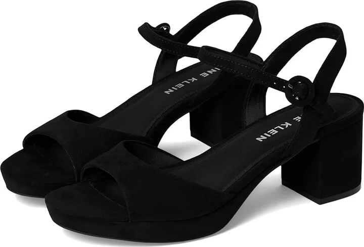 Anne Klein Piper Women's Sandals Black Sued : 6 M, Rubber/Synthetic
